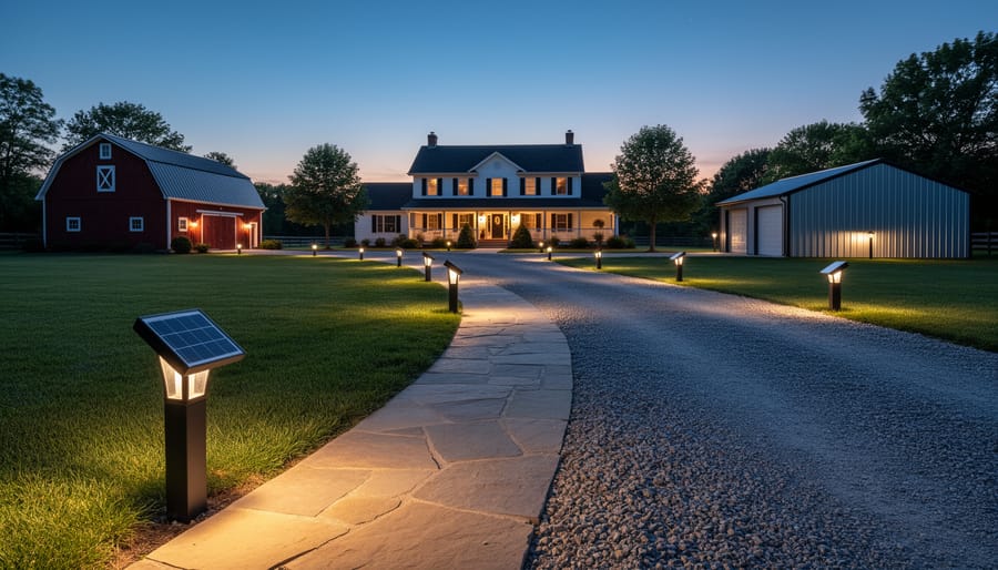 Close-up of commercial solar panel and LED light fixture showing professional-grade construction