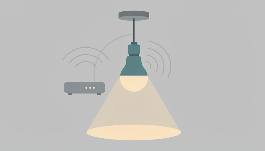 Smart bulb on a table representing a budget option for ceiling lighting.