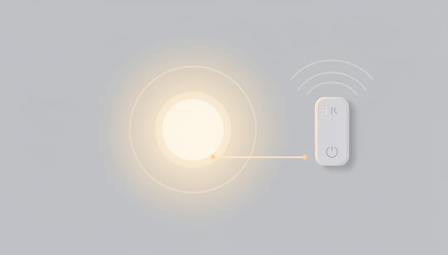 Gateway and smart bulbs glowing steadily in a home interior